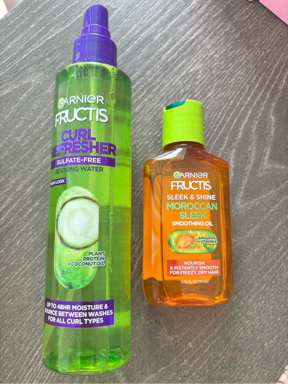 Garnier Fructis Curl Refresher — Green & Purple Spray Bottle